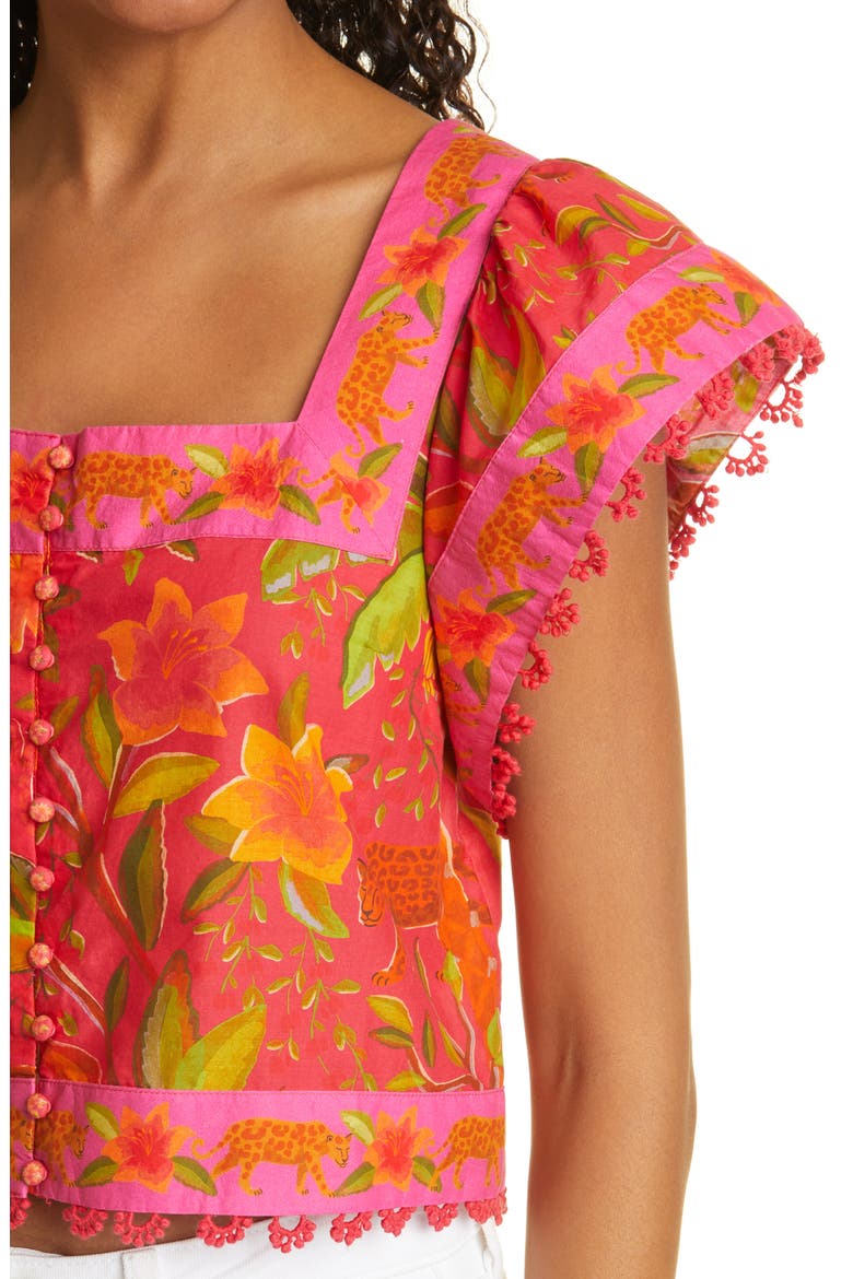 Solar Forest Square Neck Cotton Blouse, Alternate, color, SOLAR FOREST