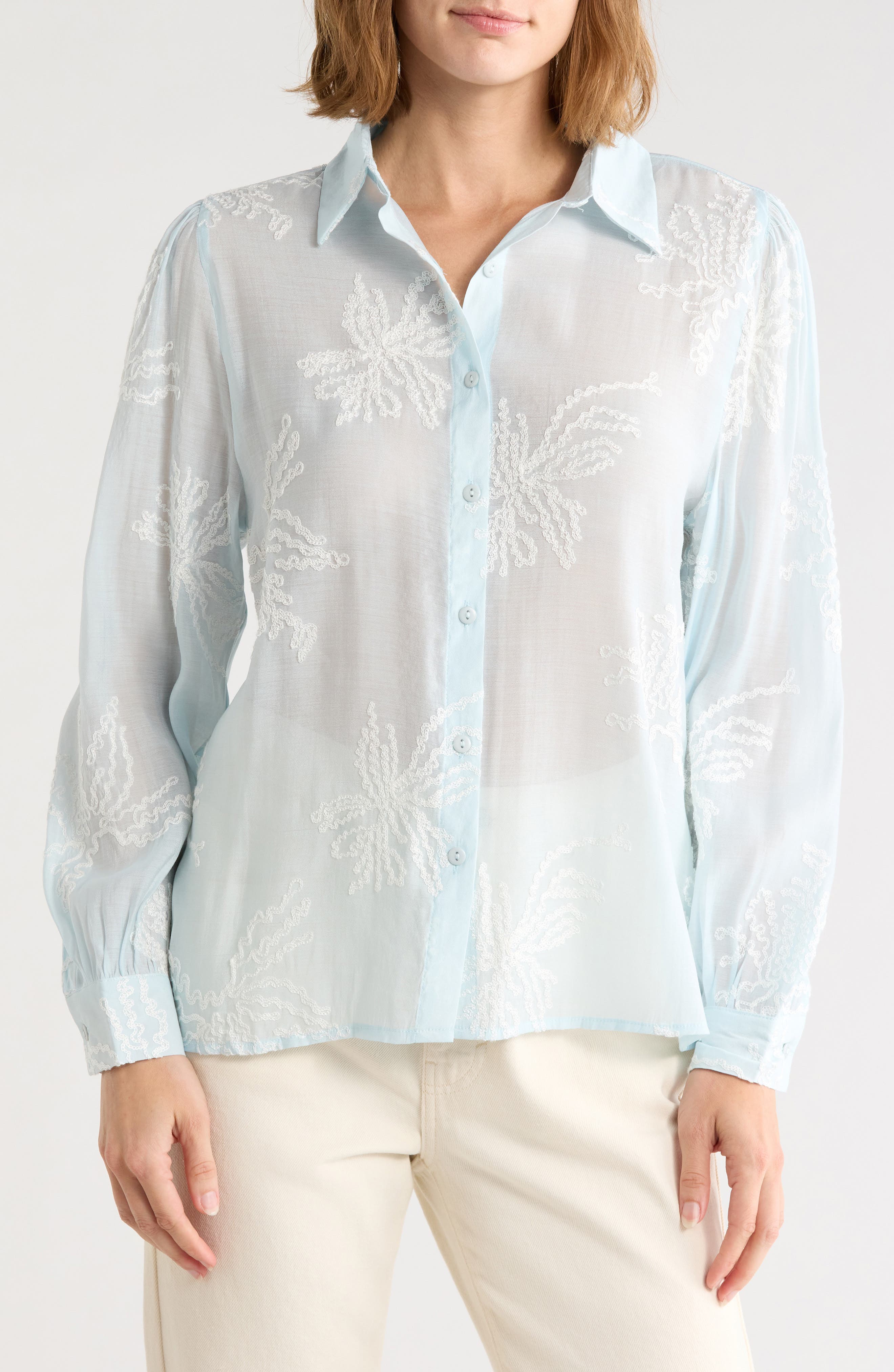 Embroidered Long Sleeve Button Shirt