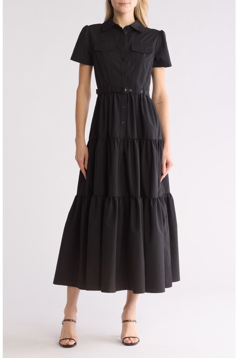 Hailey Western Maxi Shirtdress, Main, color, BLACK