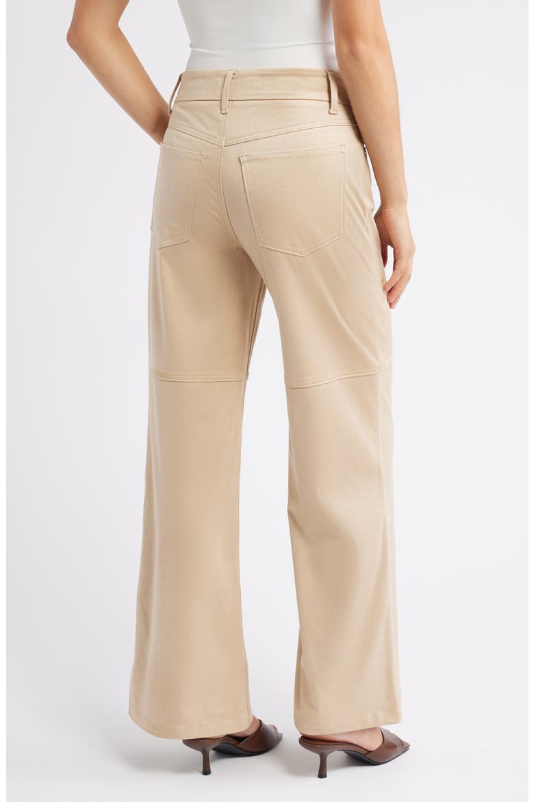 High Waist Wide Leg Faux Suede Jeans, Alternate, color, CHAMPAGNE