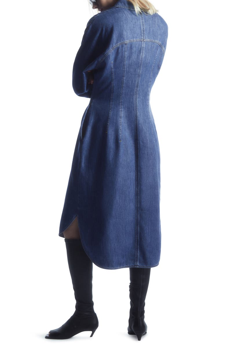 COS Long Sleeve Organic Cotton Blend Denim Shirtdress, Alternate, color,