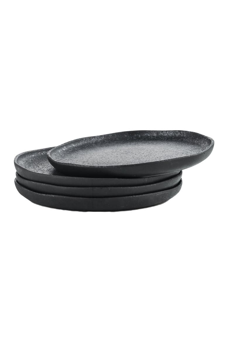 Tom Stoneware 4-Piece Dinner Plate Set, Alternate, color, Black and White