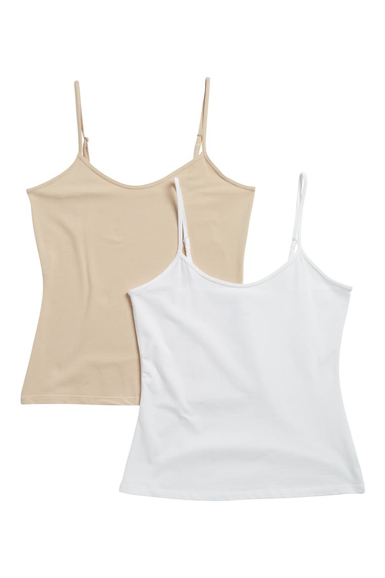 Everyday 2-Pack Camisoles, Alternate, color, WHITE -BEIGE SMOKE