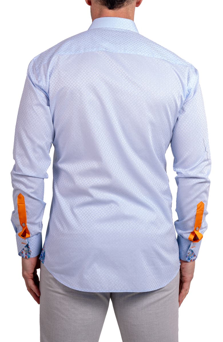 Maceoo Einstein Ascension0078 Blue Tonal Geo Pattern Cotton Button-Up Shirt, Alternate, color, Blue
