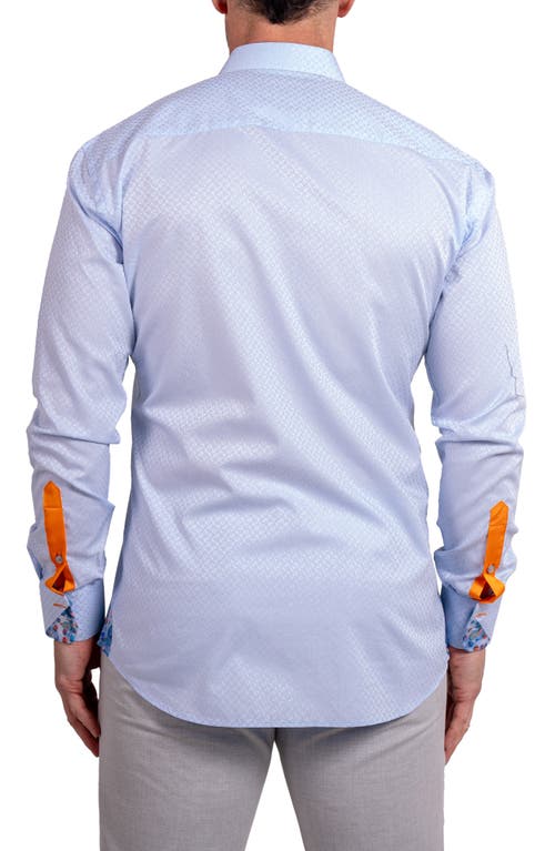 Maceoo Einstein Ascension0078 Blue Tonal Geo Pattern Cotton Button-up Shirt In Blue