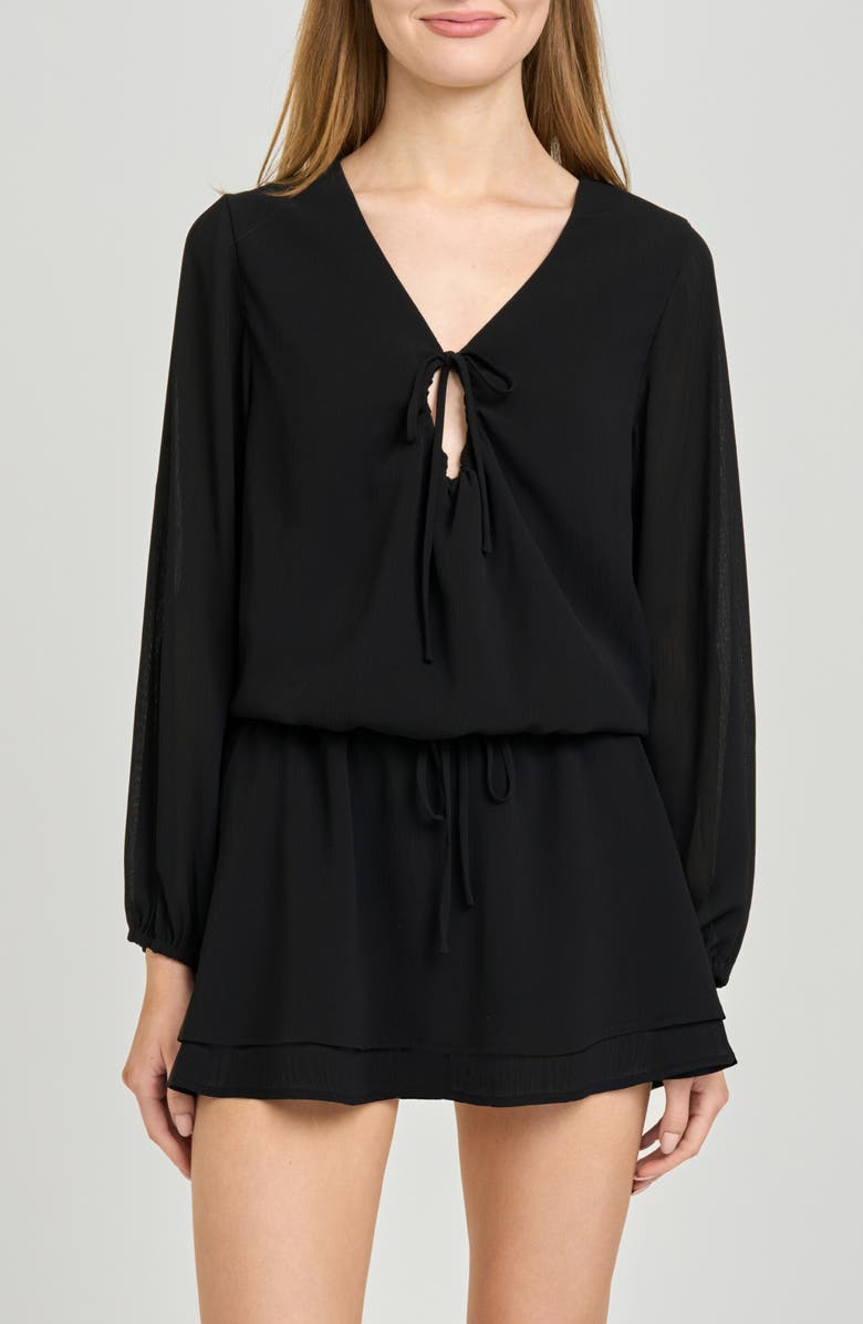 WAYF Nila Long Sleeve Minidress, Alternate, color, Black