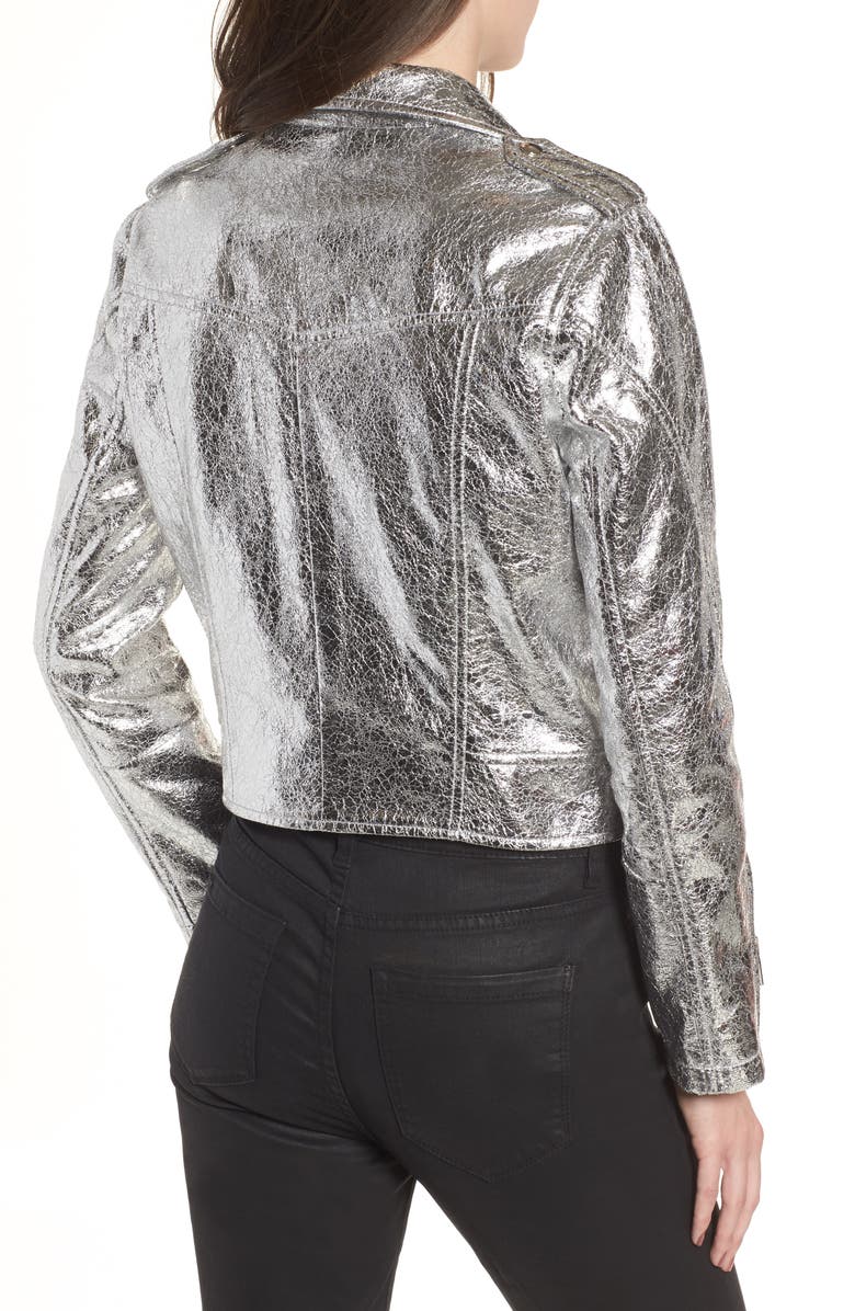 BLANKNYC Metallic Faux Leather Moto Jacket, Alternate, color, 