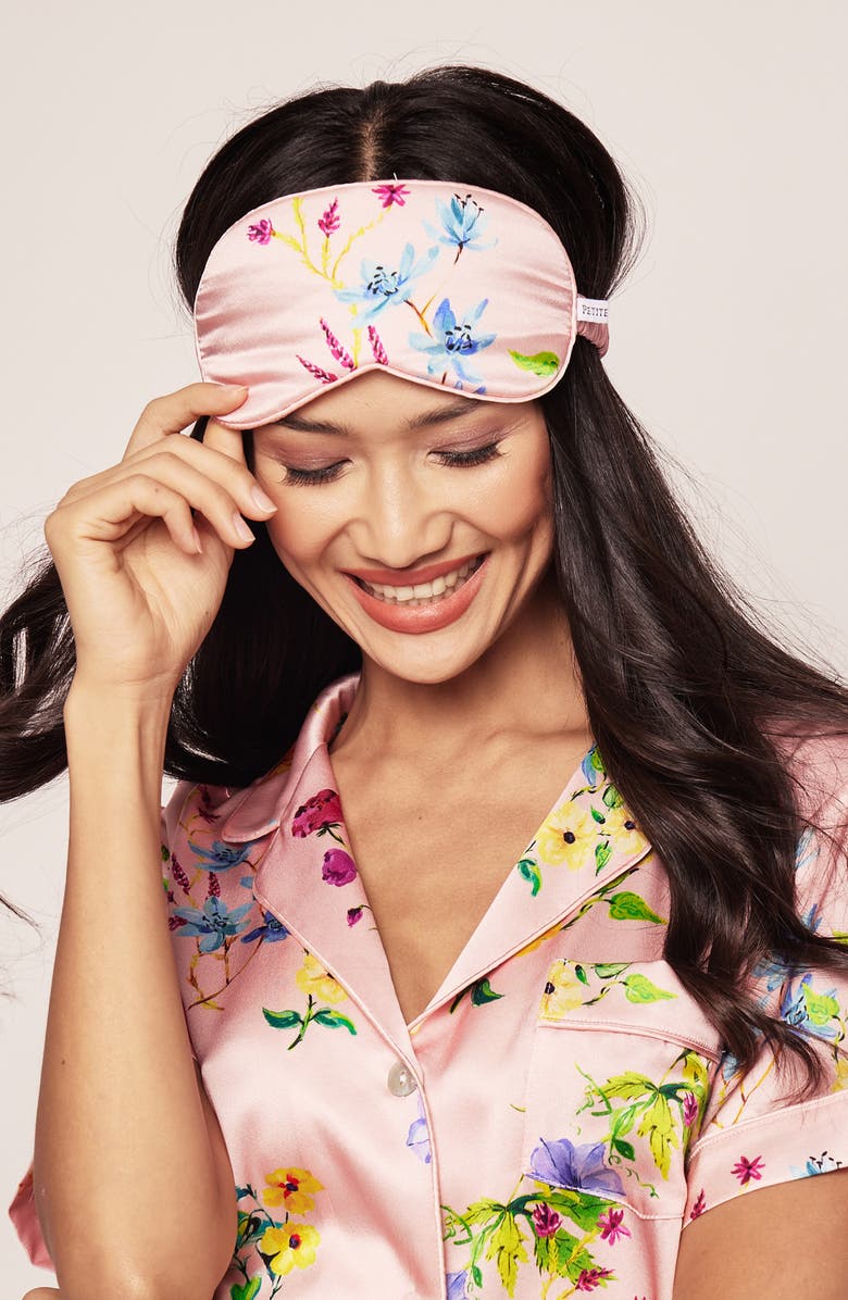 Petite Plume Brilliant Botanical Mulberry Silk Sleep Mask, Alternate, color, 