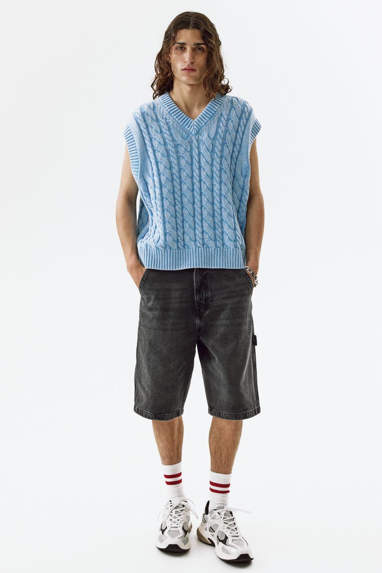 Oversized Carpenter Shorts, Main, color, Denim black