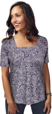 Jessica London Stretch Cotton Square Neck Tee