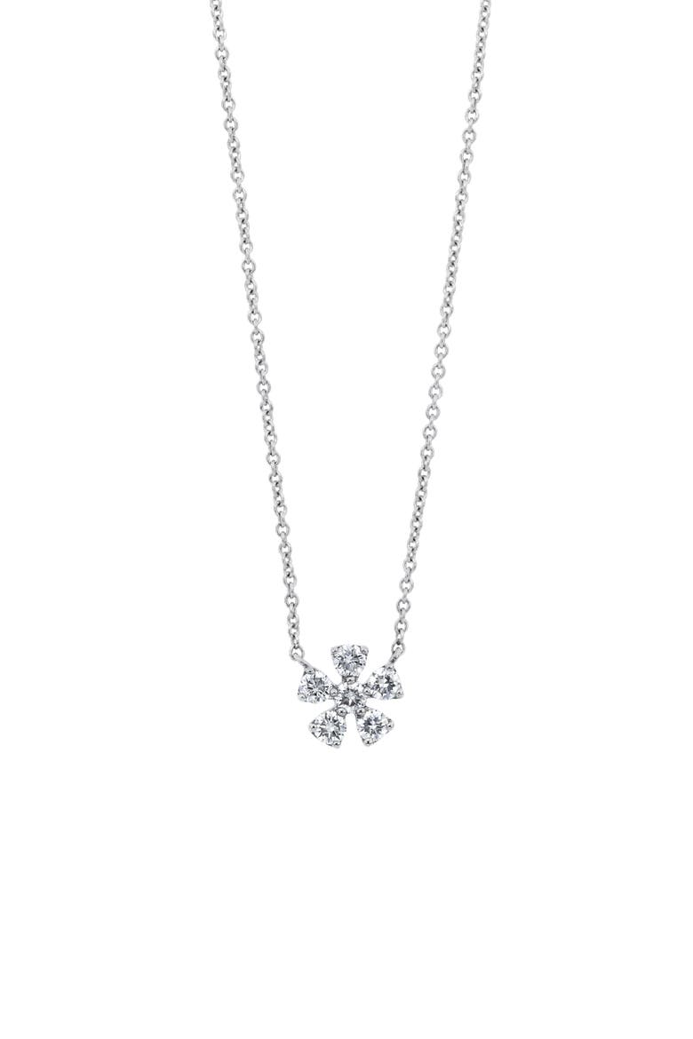 Diamond Flower Pendant (Nordstrom Exclusive), Main, color, 18K WHITE GOLD