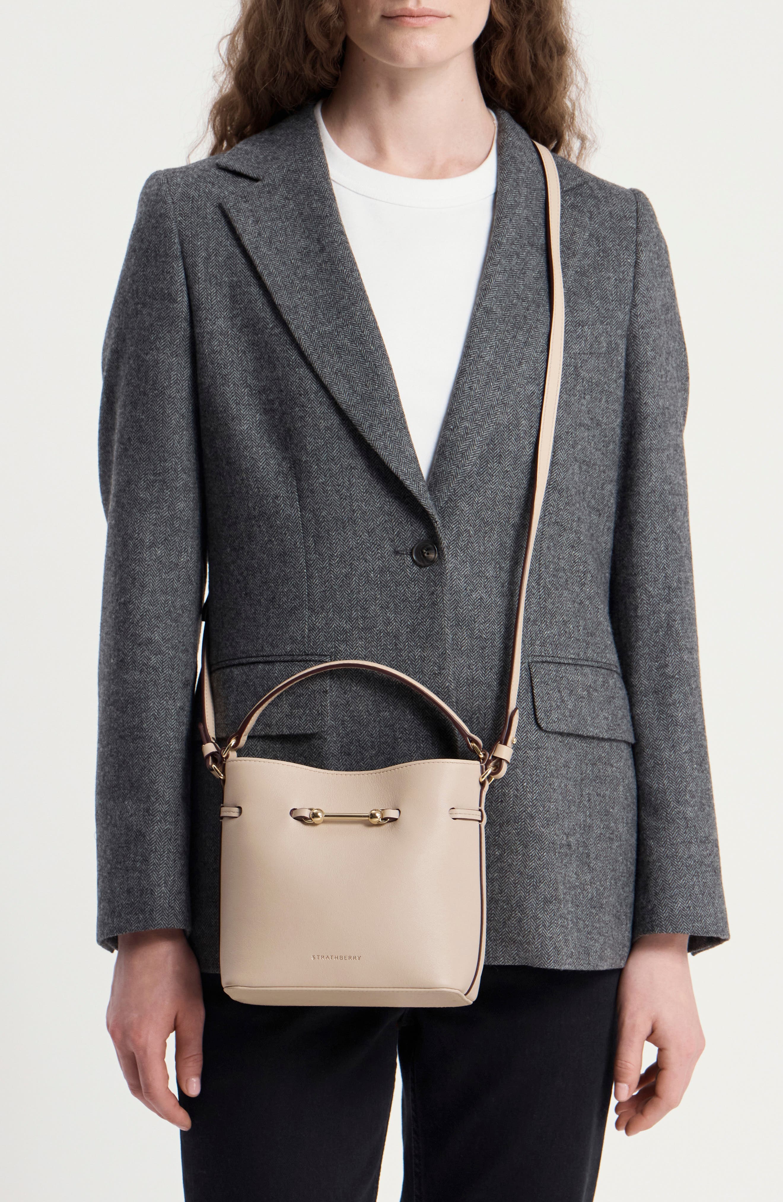 Mini Corda Leather Bucket Bag, Alternate, color, OAT