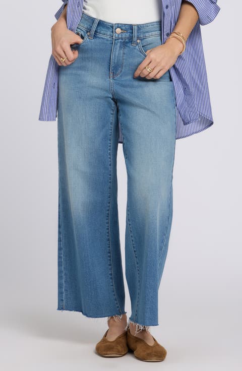 Teresa Raw Hem Ankle Wide Leg Jeans