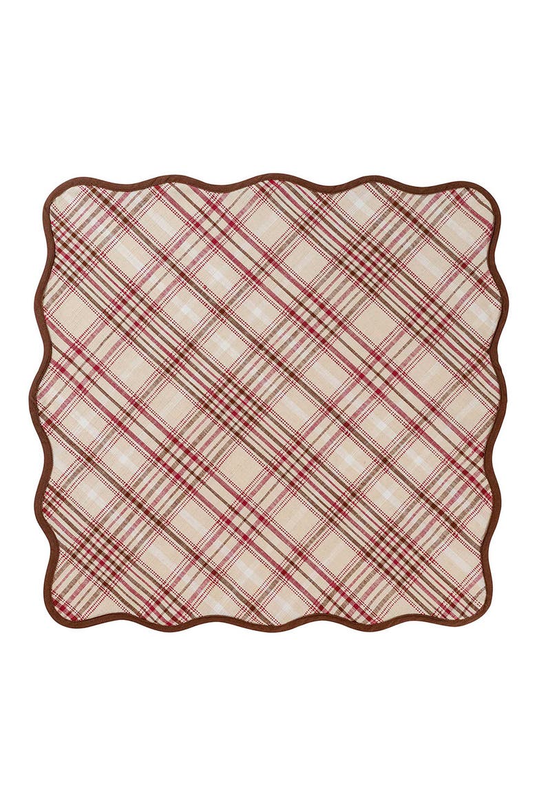 Set of 4 Harvest Tartan Cotton Napkins, Alternate, color, MULBERRY/ BROWN