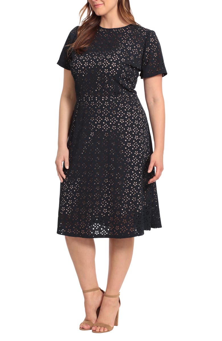 Maggy London Laser Cut A-Line Dress, Alternate, color,