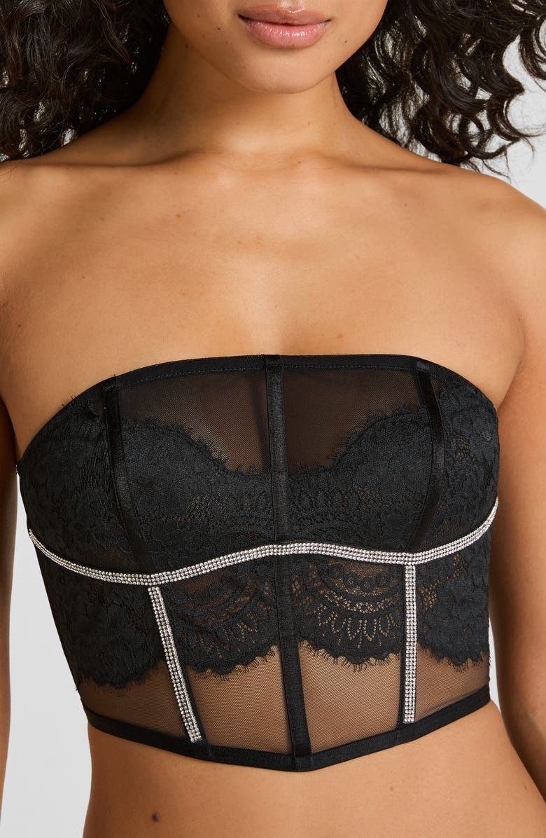 Hunkemöller Odette Diamante Bustier, Alternate, color, Caviar