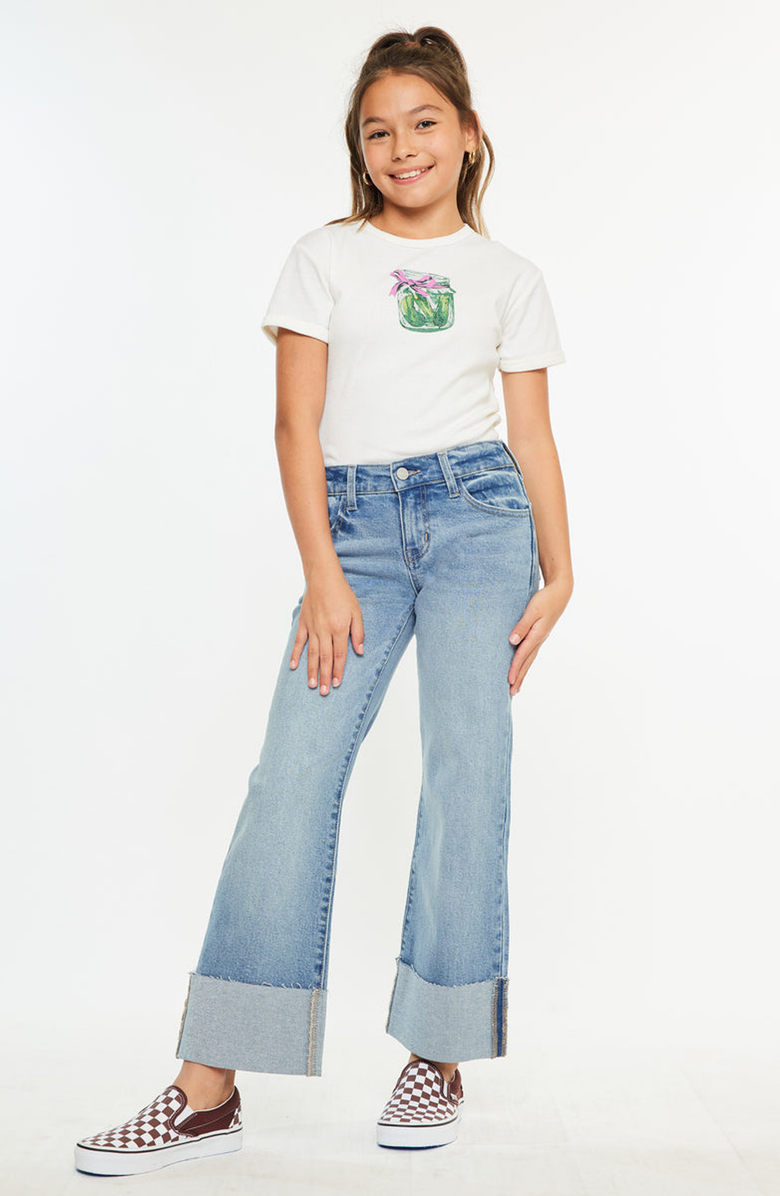 KanCan Emma Mid Rise Kids Wide Flare Leg Jeans, Alternate, color, 