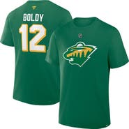FANATICS Men's Fanatics Matthew Boldy Kelly Green Minnesota Wild Authentic Stack Name & Number T-Shirt