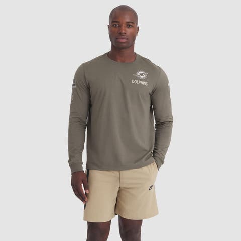 Men's Nike Olive Miami Dolphins 2025 Salute to Service Sideline Long Sleeve T-Shirt