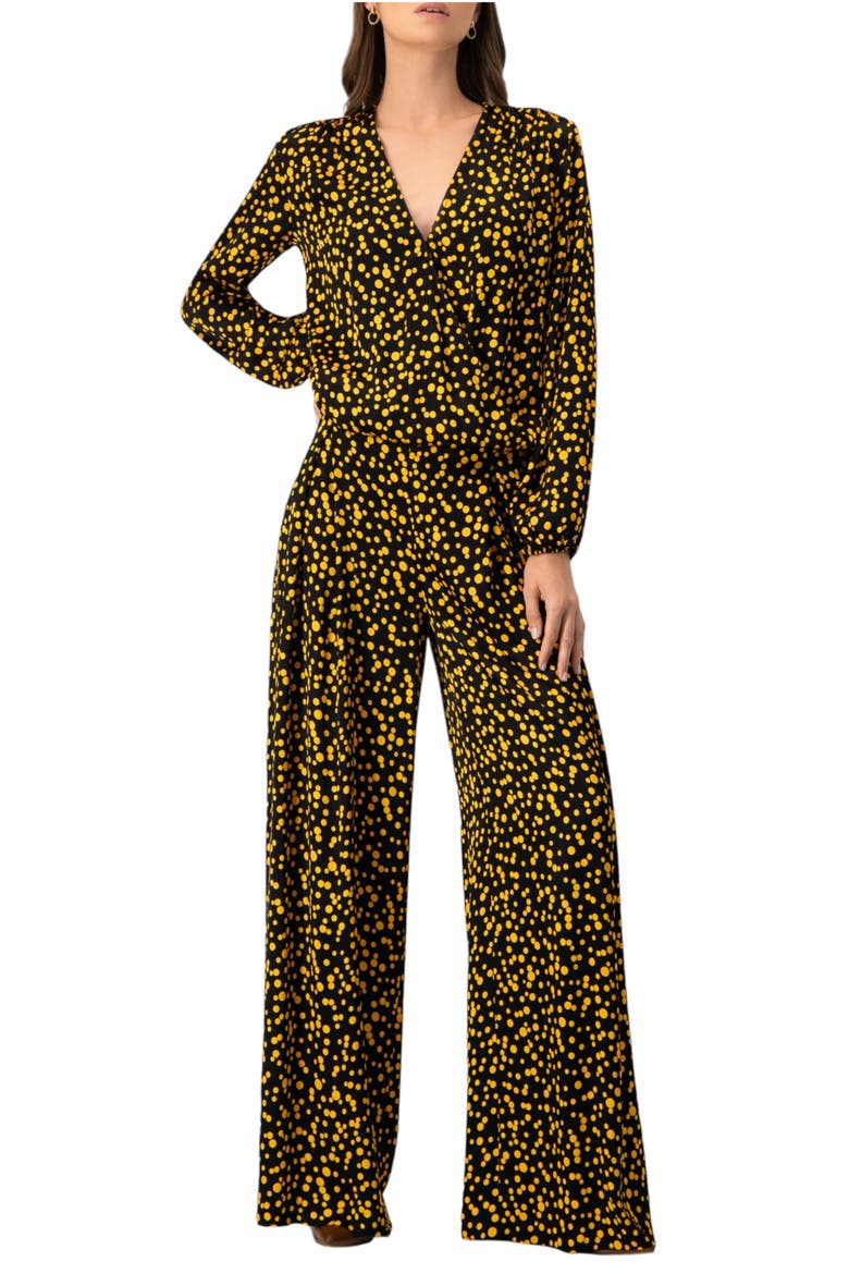 Wide-Leg Polka Dot Pants, Alternate, color, Black