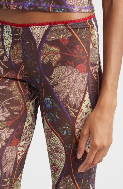 Siedres Floral-pattern Flared Trousers In Brown