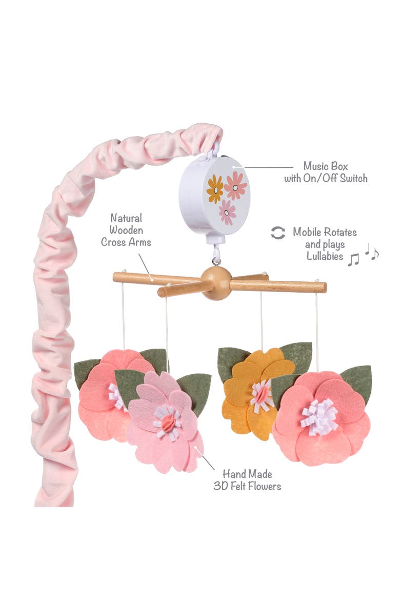 Lambs & Ivy Little Garden Felt Flowers Musical Baby Crib Mobile Soother Toy, Alternate, color, Multicolor