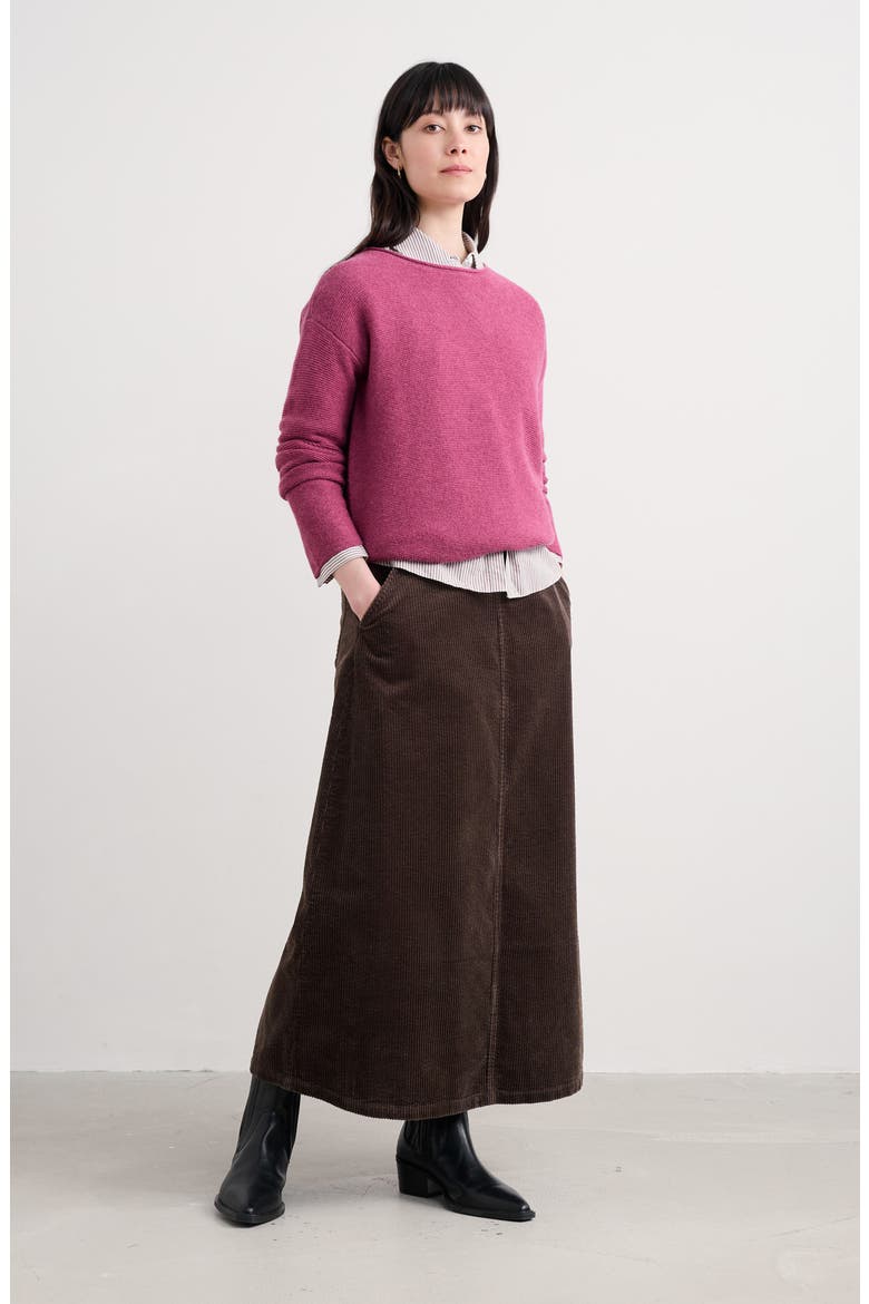 Window Wren Organic Cotton Corduroy Midi Skirt, Alternate, color, BURNT WOOD