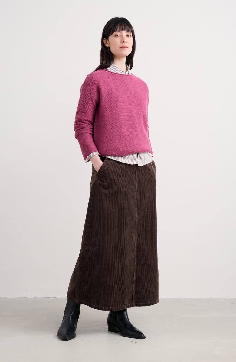 Seasalt Cornwall Window Wren Organic Cotton Corduroy Midi Skirt, Alternate, color, Burnt Wood
