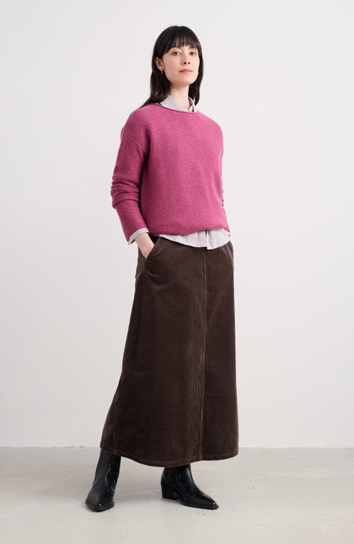 Seasalt Cornwall Window Wren Organic Cotton Corduroy Midi Skirt In Brown