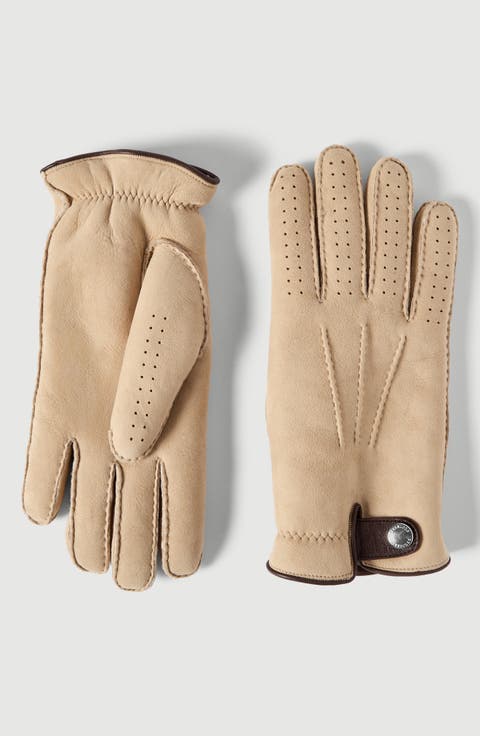 Suede curly shearling gloves