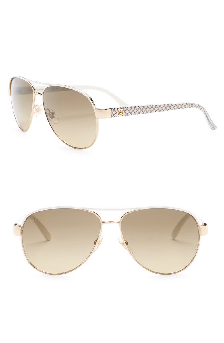 Gucci Metal 58mm Aviator Sunglasses, Main, color, 