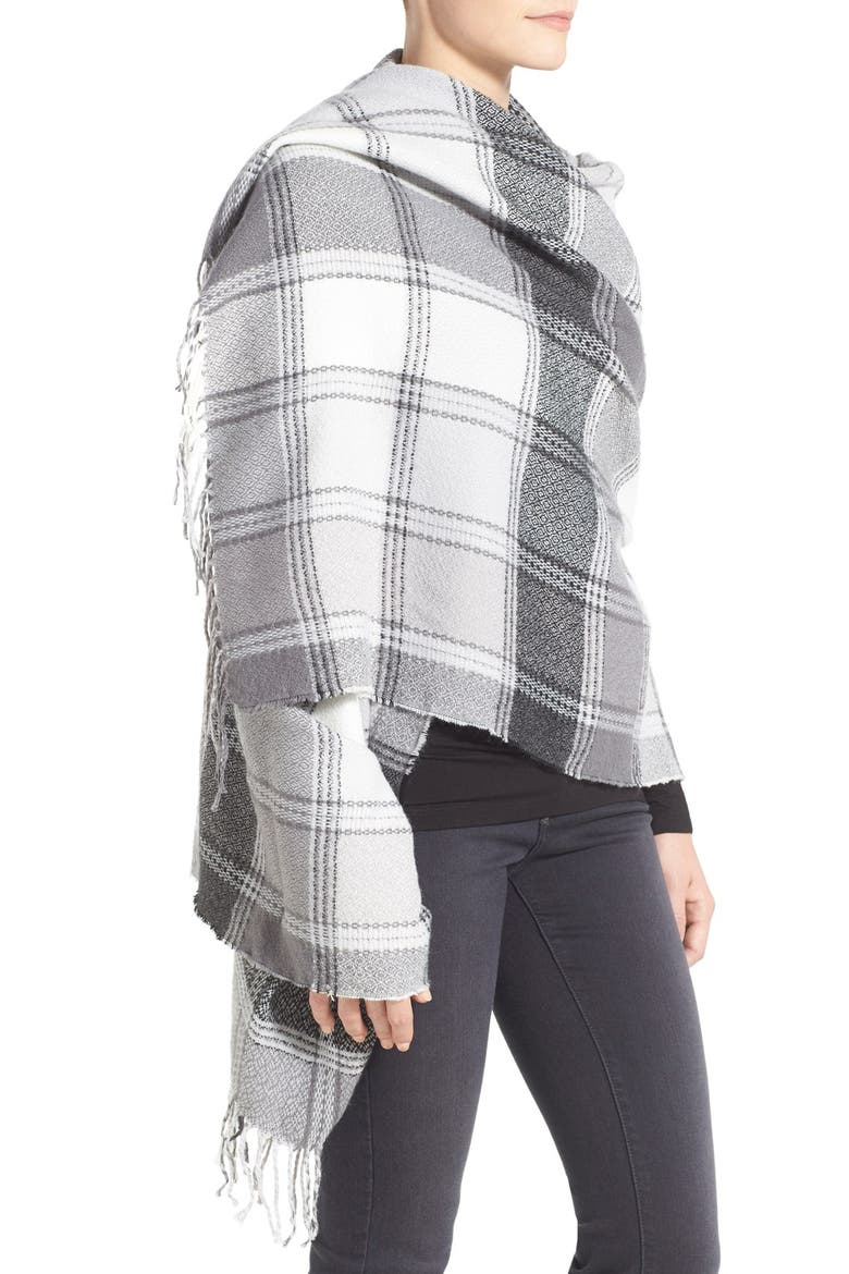 Plaid Blanket Wrap, Alternate, color, BLACK COMBO