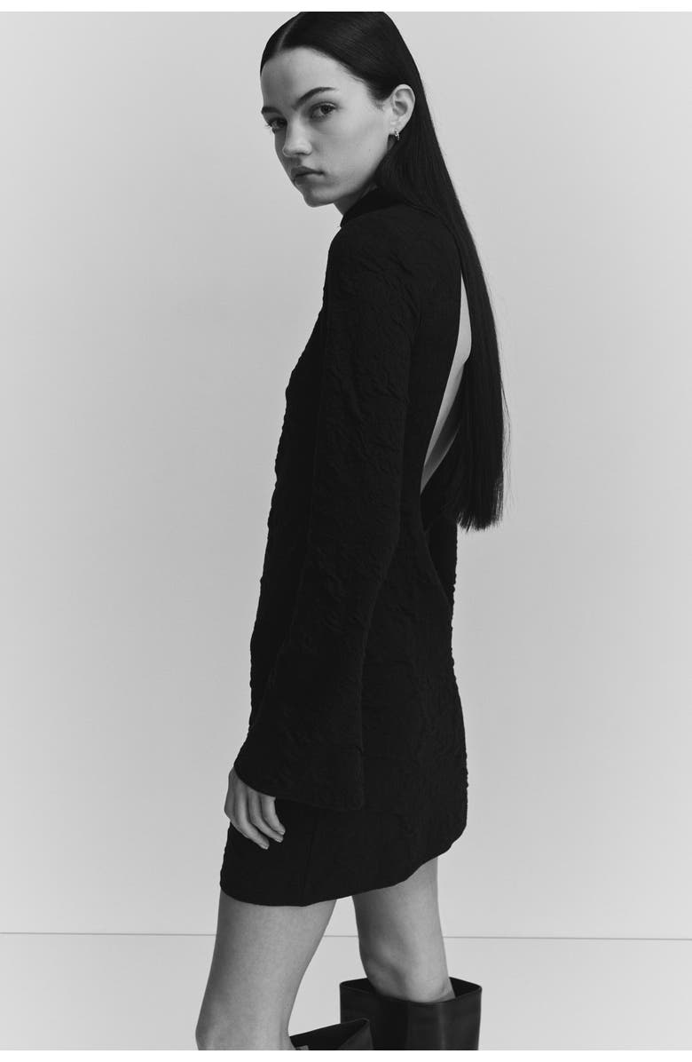H&M Open-back Dress, Alternate, color, Black