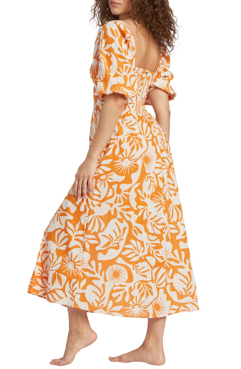 Billabong Paradise Cove 2 Cotton Midi Dress, Alternate, color, Dried Mango