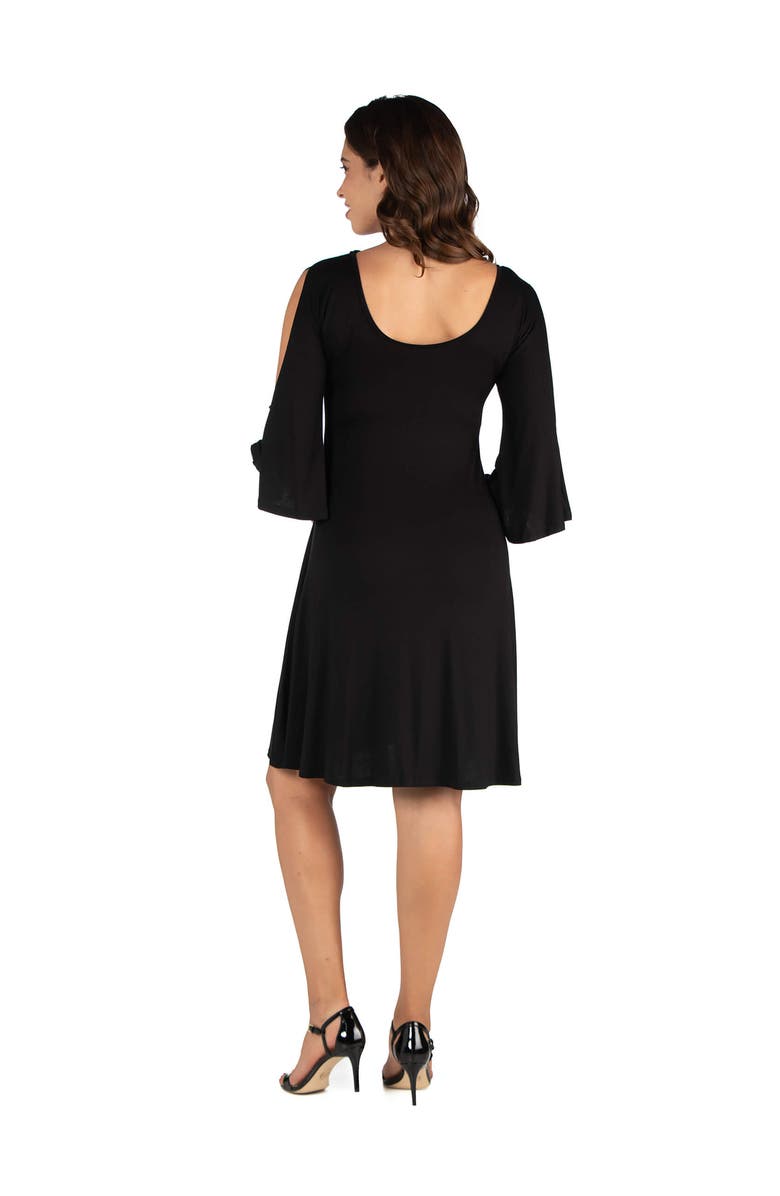 24seven Comfort Apparel Maternity Knee Length Cold Shoulder Dress, Alternate, color, Black