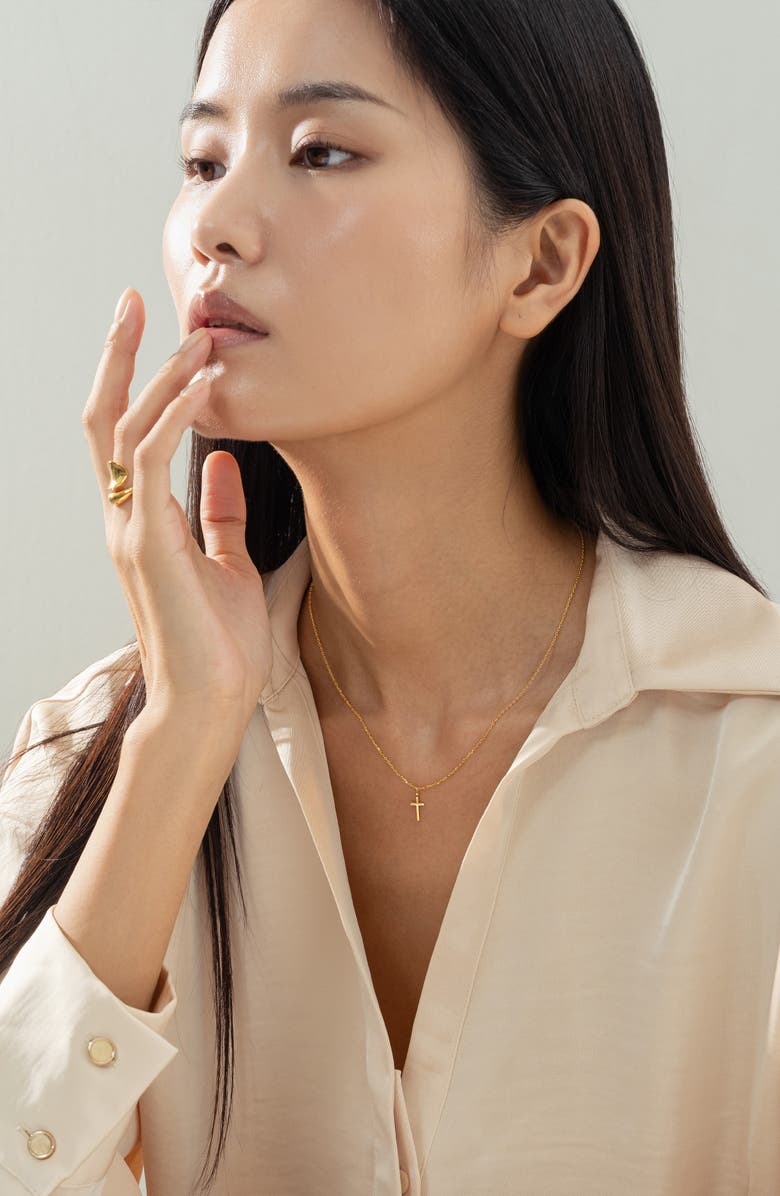 Bearfruit Jewelry 14k Gold Plated Marielle Mini Cross Necklace Holiday Gift Idea, Alternate, color, Gold