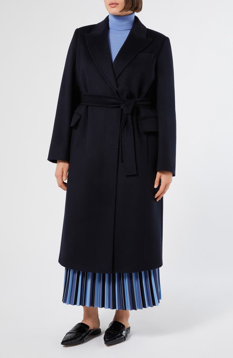 Marina Rinaldi Ghisa Virgin Wool Coat, Main, color, Midnight Blue