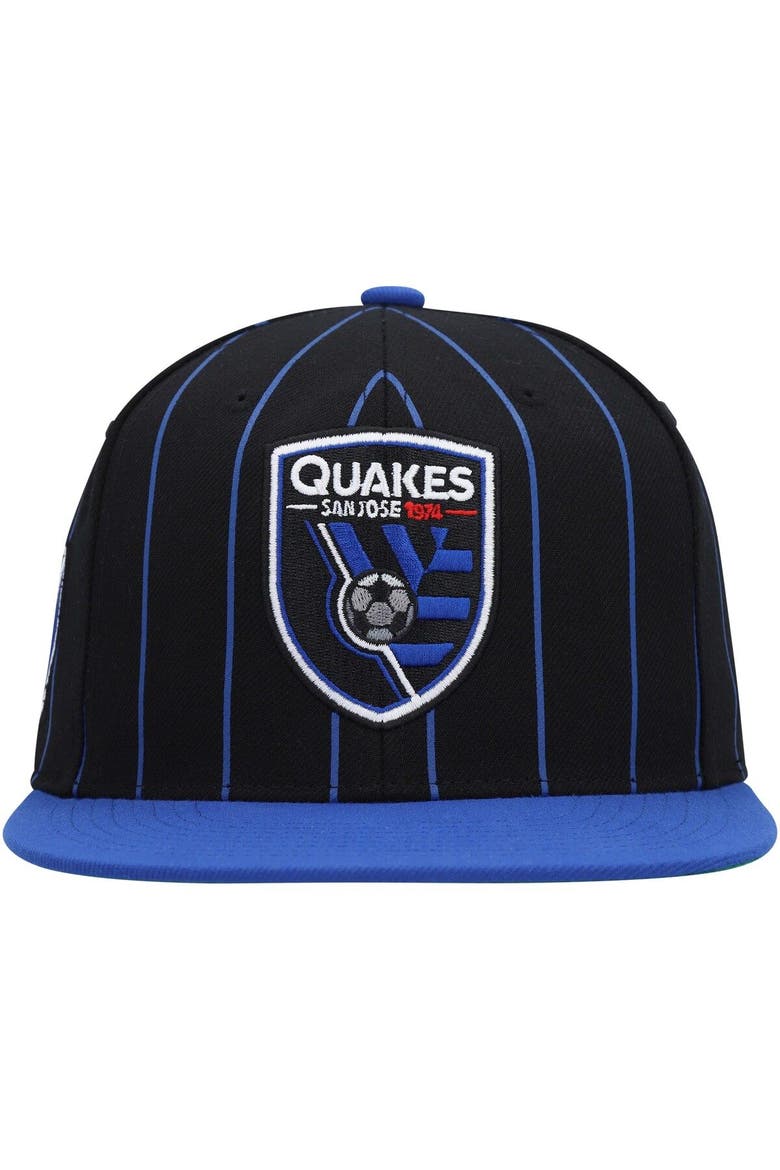 Men's Mitchell & Ness Black San Jose Earthquakes Team Pin Snapback Hat, Alternate, color, Black