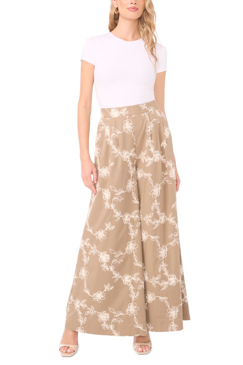 Floral Elastic Waist Wide Leg Pants, Alternate, color, PEPPERCORN