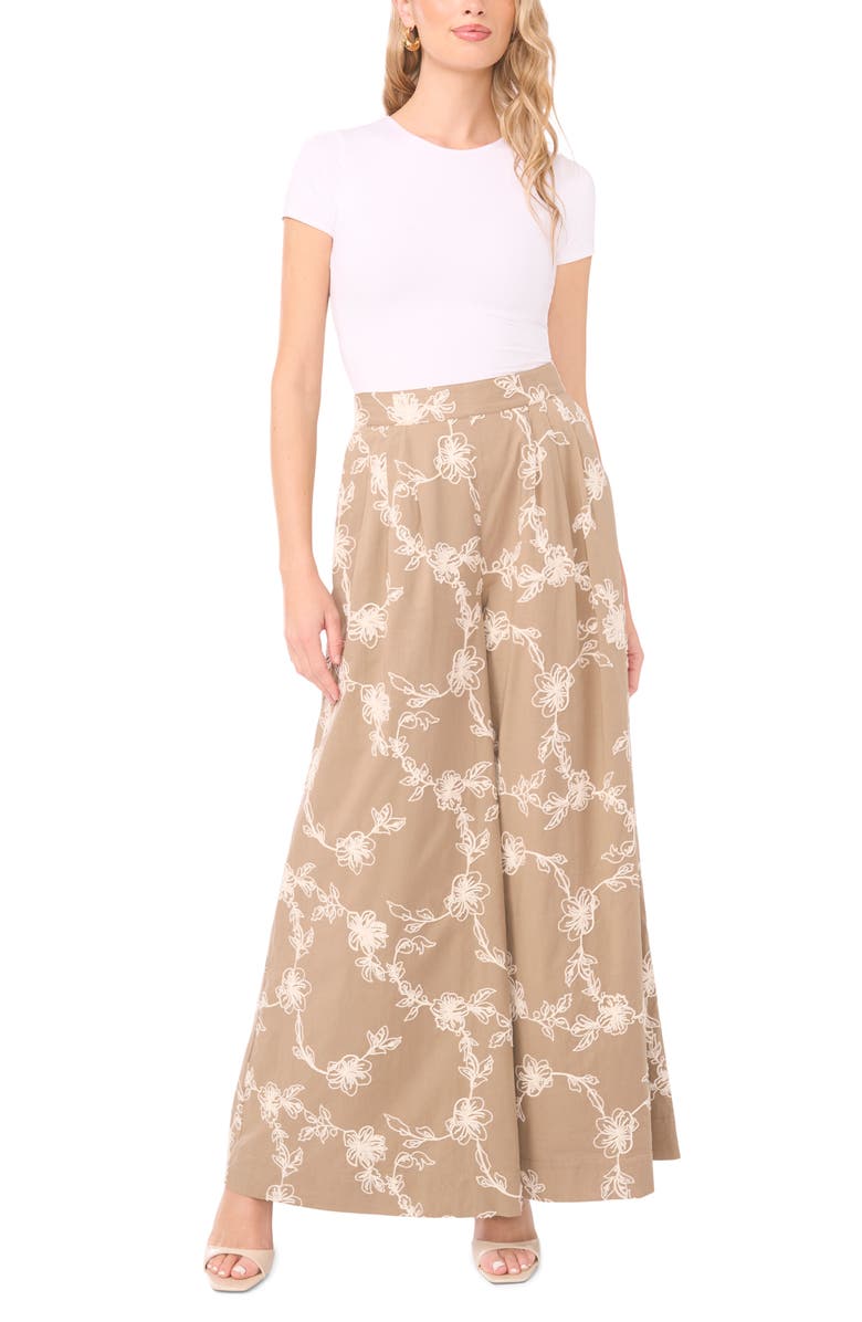 1.STATE Floral Elastic Waist Wide Leg Pants, Alternate, color, Peppercorn