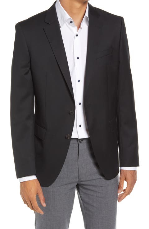 Slim Fit Solid Wool Suit Jacket