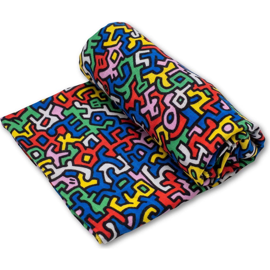 Etta Loves Kids' Keith Haring Xl Muslin Blanket In Kh Print Brazil