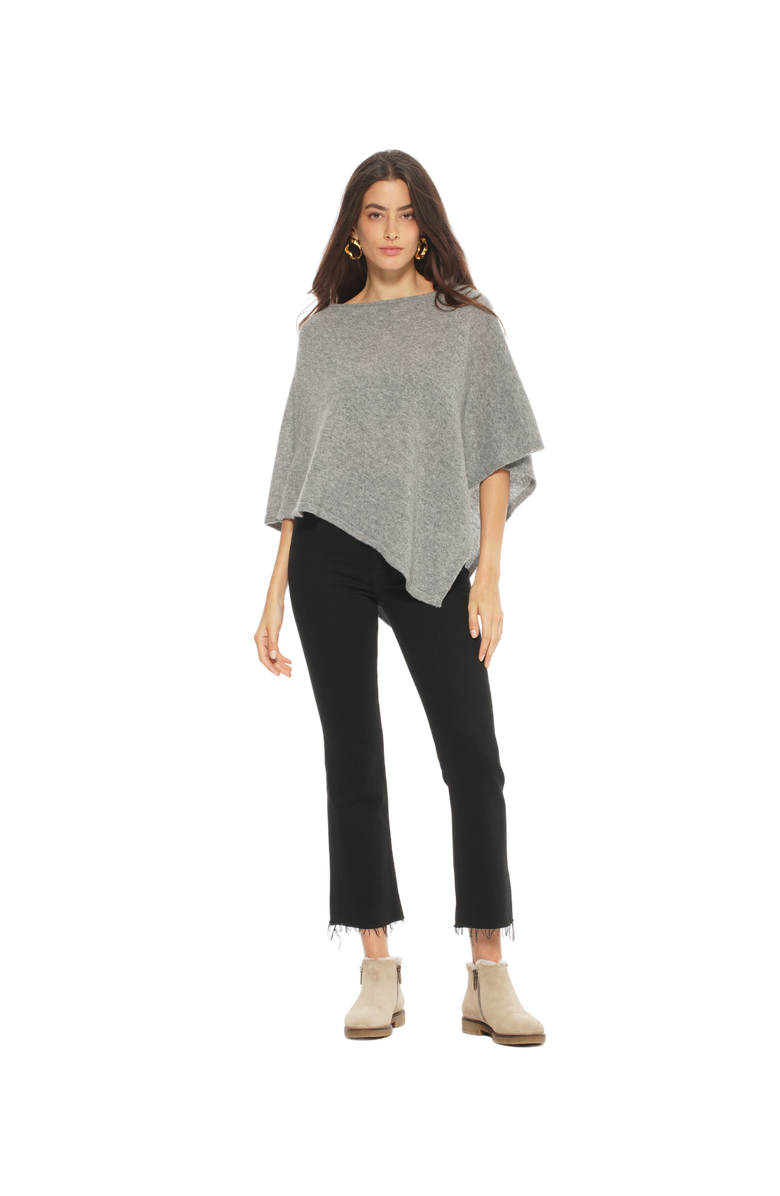 Monticelli Cashmere Pure Cashmere Capelet Poncho, Alternate, color, Melange Grey