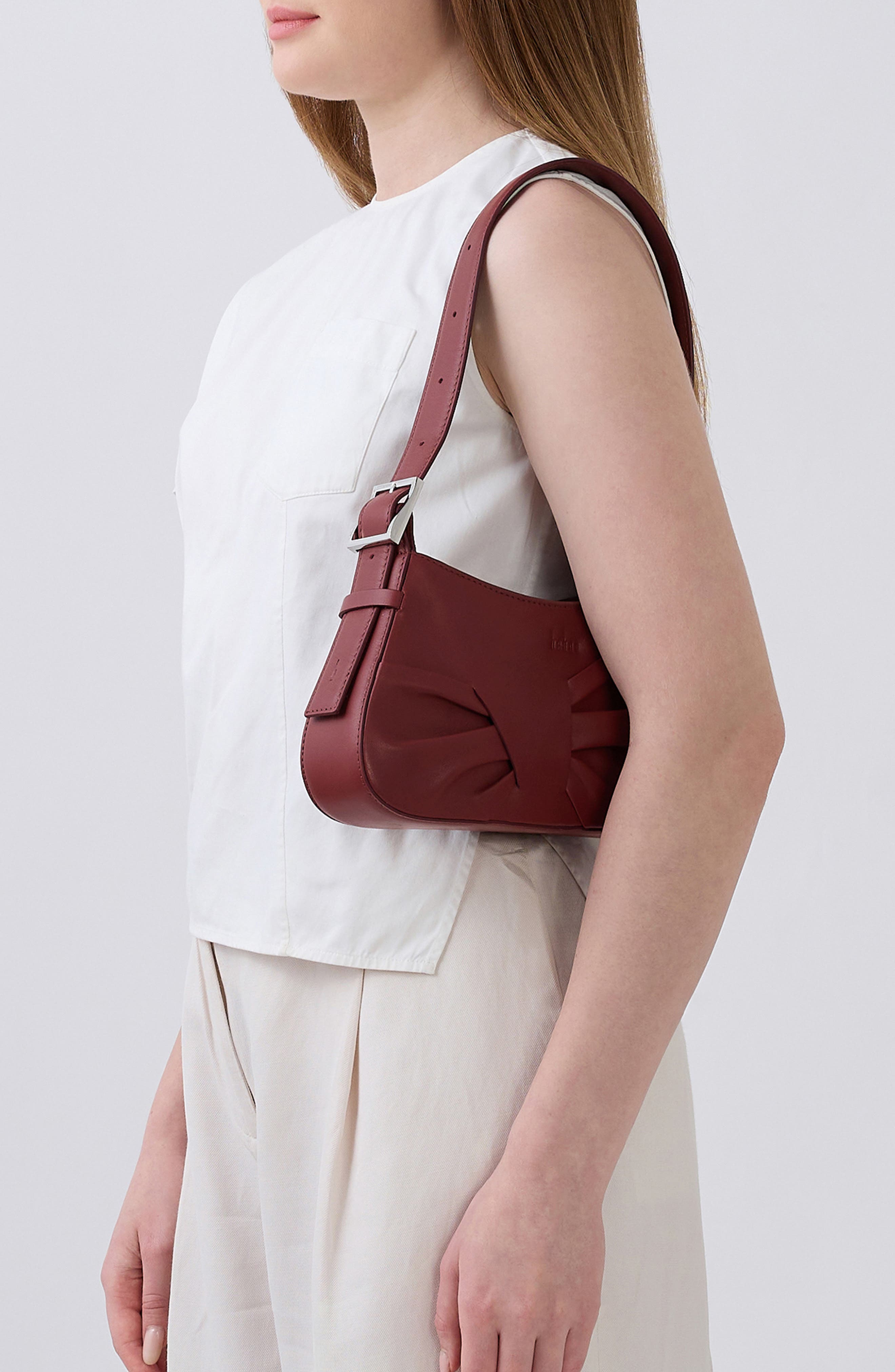 Mini Leena Leather Shoulder Bag, Alternate, color, BRICK