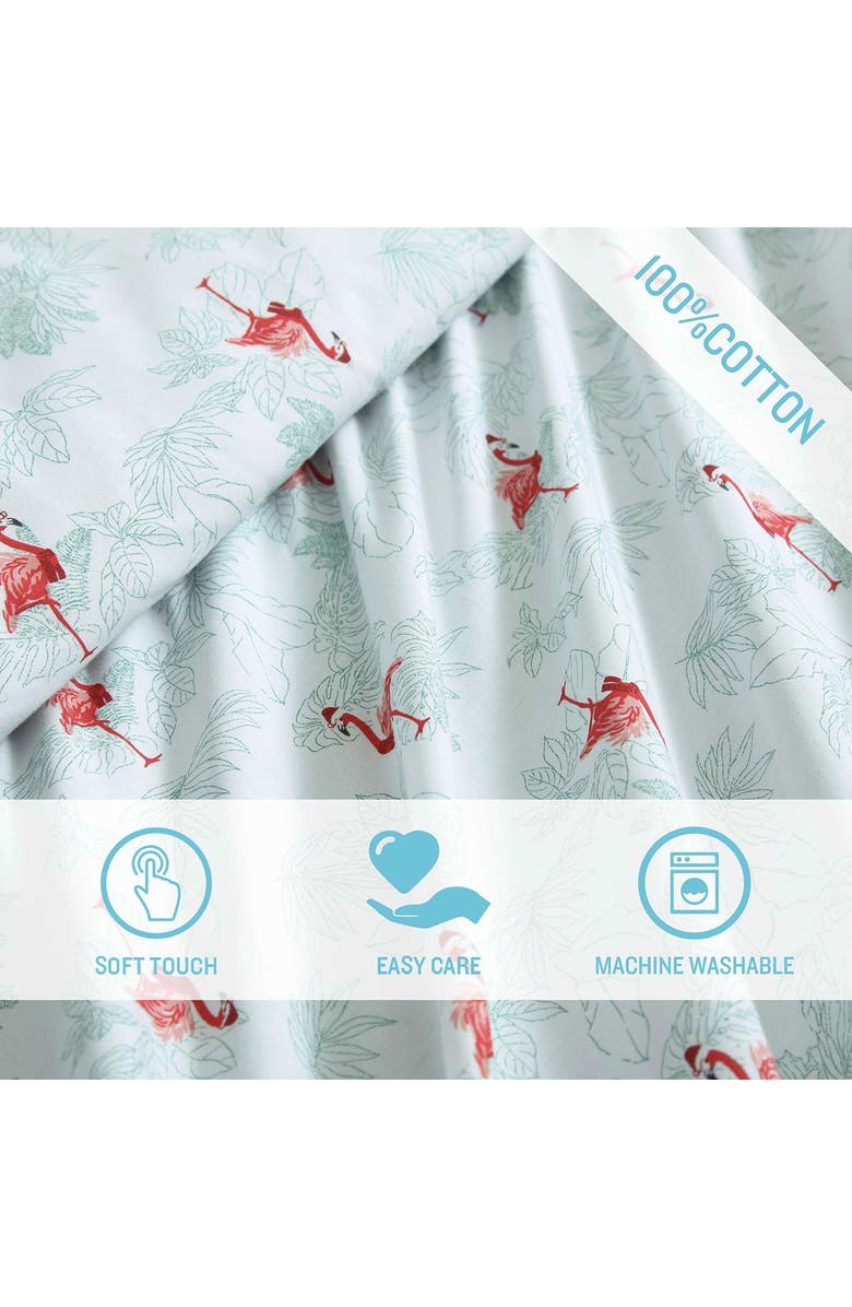 Tommy Bahama Flamingo Santa Cotton Percale Sheet Set, Alternate, color, Aqua/ Red
