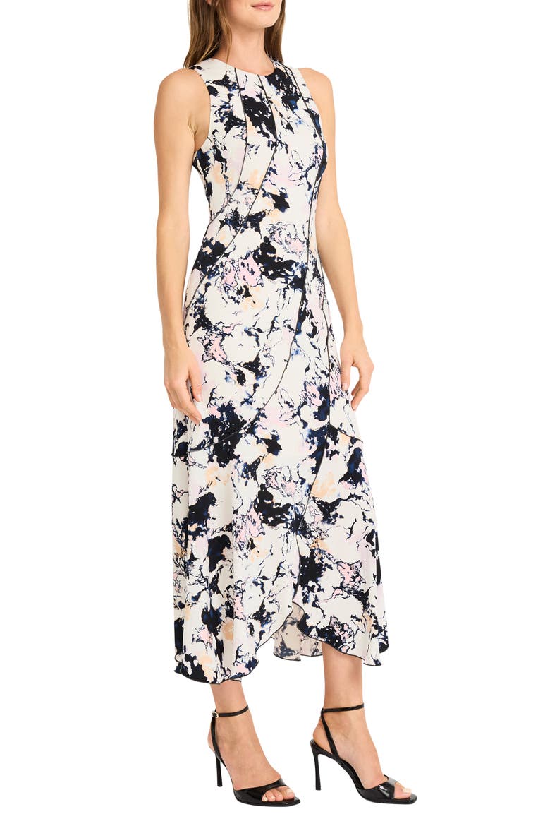 Sleeveless Midi Dress, Alternate, color, CREAM/ PINK/ BLACK