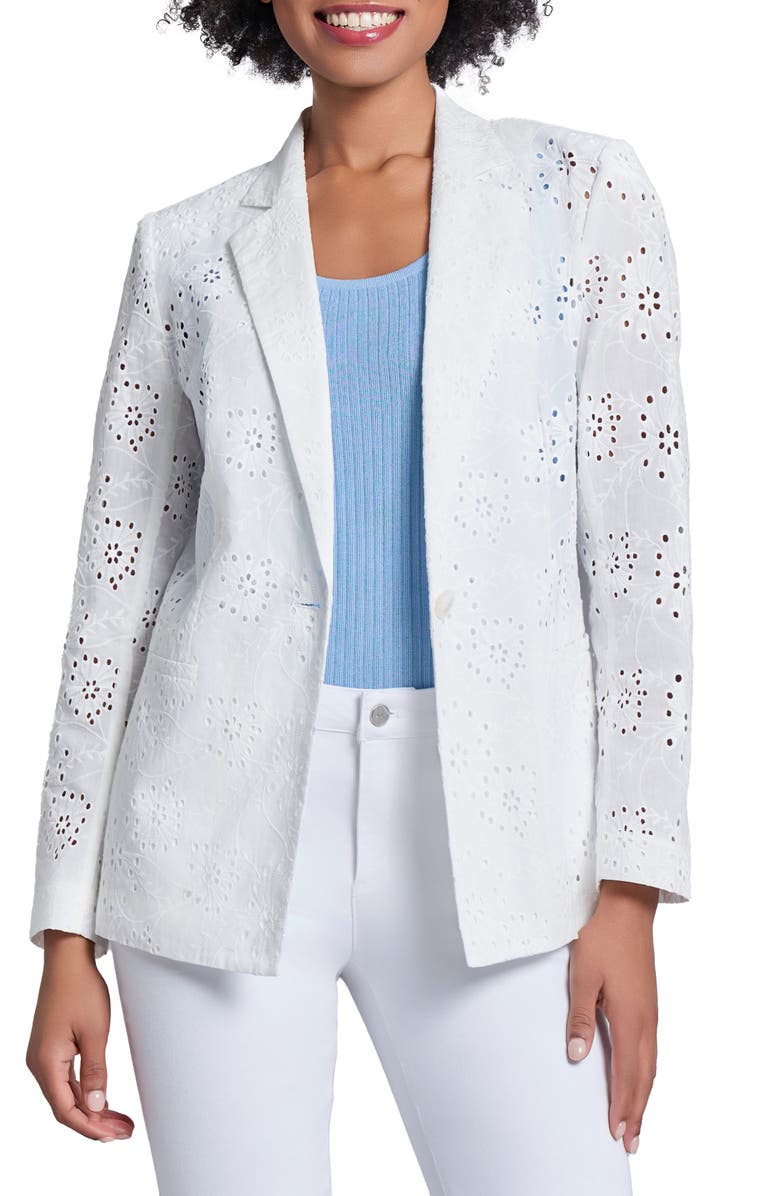 Jones New York Eyelet Embroidery One-Button Blazer, Main, color, 