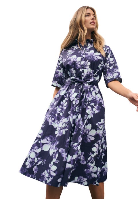 Soft Denim Shirtdress (Plus)