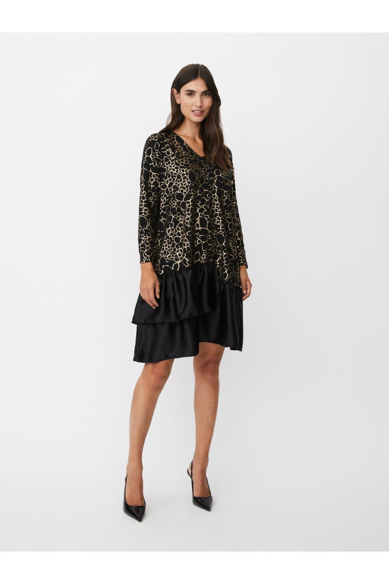 MaNylindra Metallic Floral Print Dress, Main, color, Gold