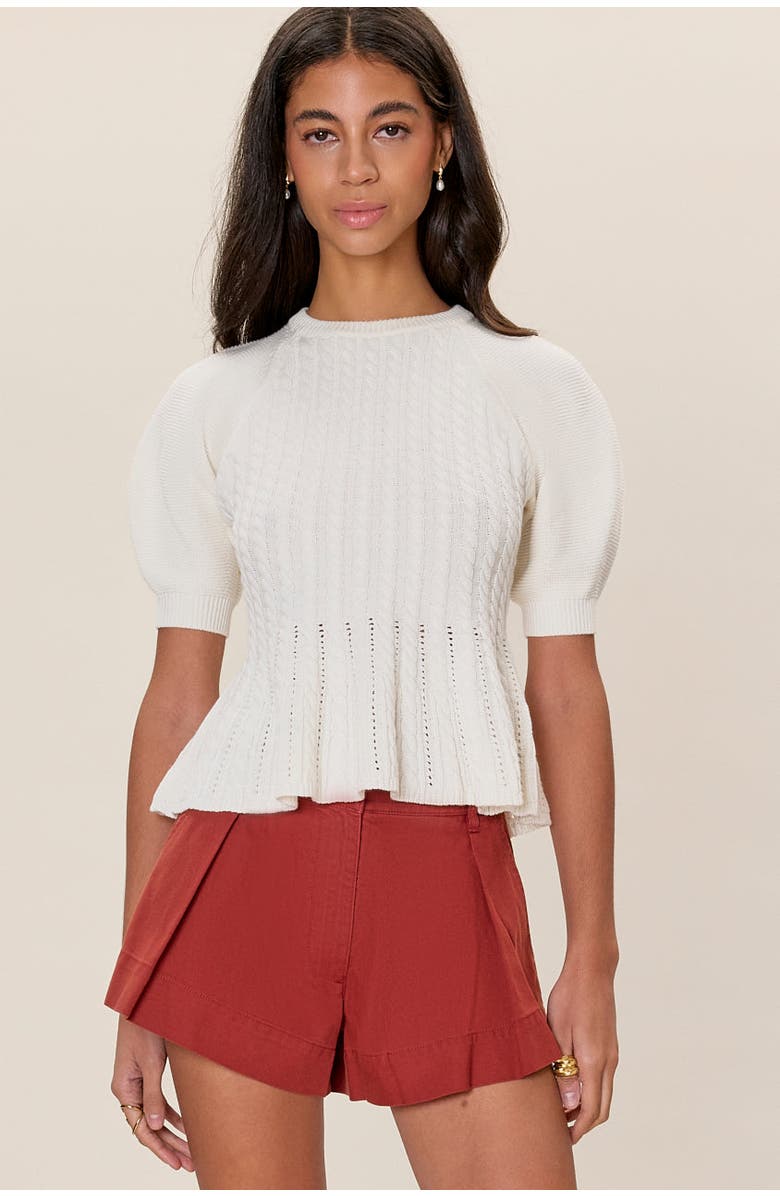 Rebecca Taylor Ella Knit Sweater, Main, color, Ivory